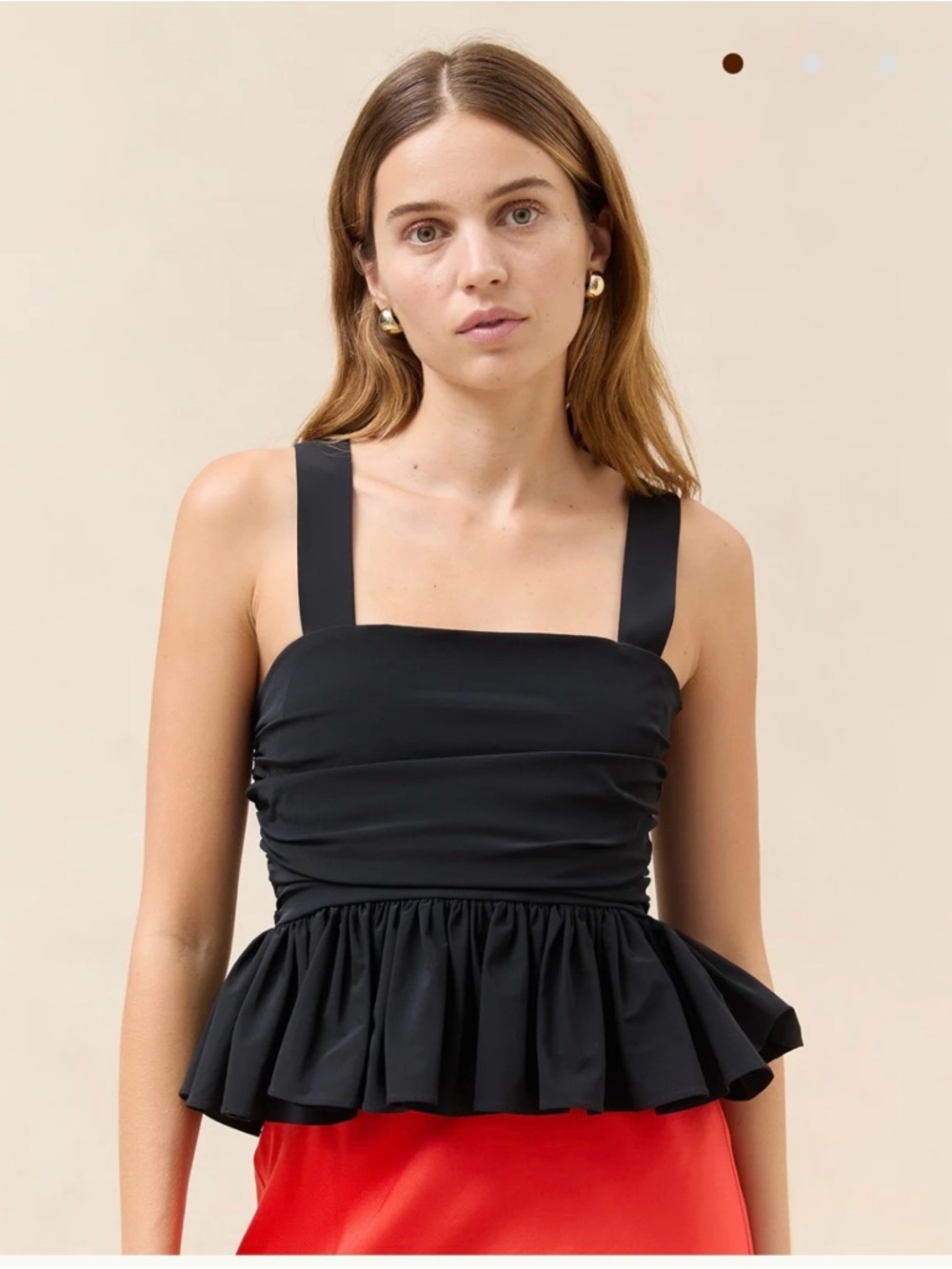 Loeffler Randall Mae Black Peplum Sleeveless Tank